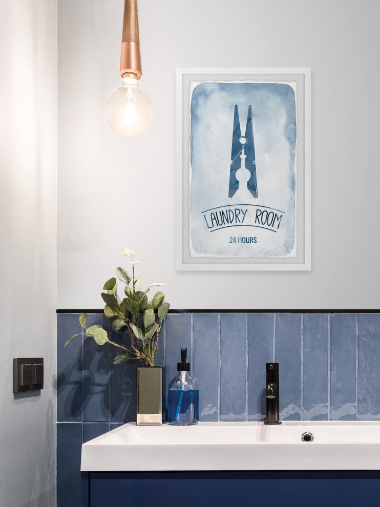 "Laundry Room 24 Hours" Framed Painting Print, 24x36