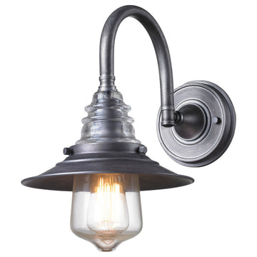 Insulator Glass 1-Light Outdoor Sconce, Weathered Zinc