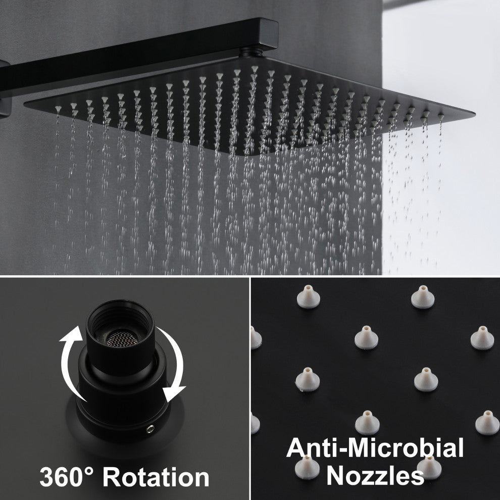 Wellfor Shower Faucet Set, 12" Rain Shower Head With Handheld Combo Set
