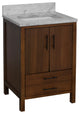 California 24" Bathroom Vanity, Walnut, Carrara Marble
