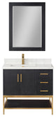 Wildy Black Oak Bathroom Vanity Set, 36", With Mirror