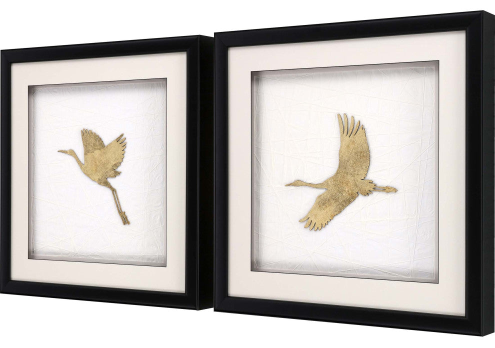 Flight of Gold I, 2-Piece Set Framed Art