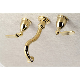 KS3022KL Two-Handle Wall Mount Tub Faucet, Polished Brass