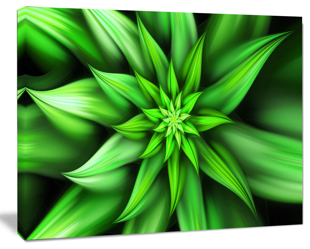 Exotic Green Flower Petals, Floral Canvas Art Print, 40"x30"
