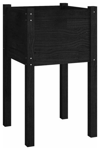 vidaXL Planter Outdoor Raised Garden Bed Flower Box Black Solid Wood Pine