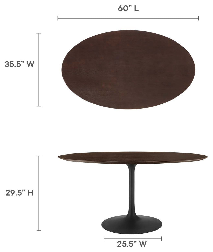 Lippa 60" Wood Oval Dining Table, Black Cherry Walnut