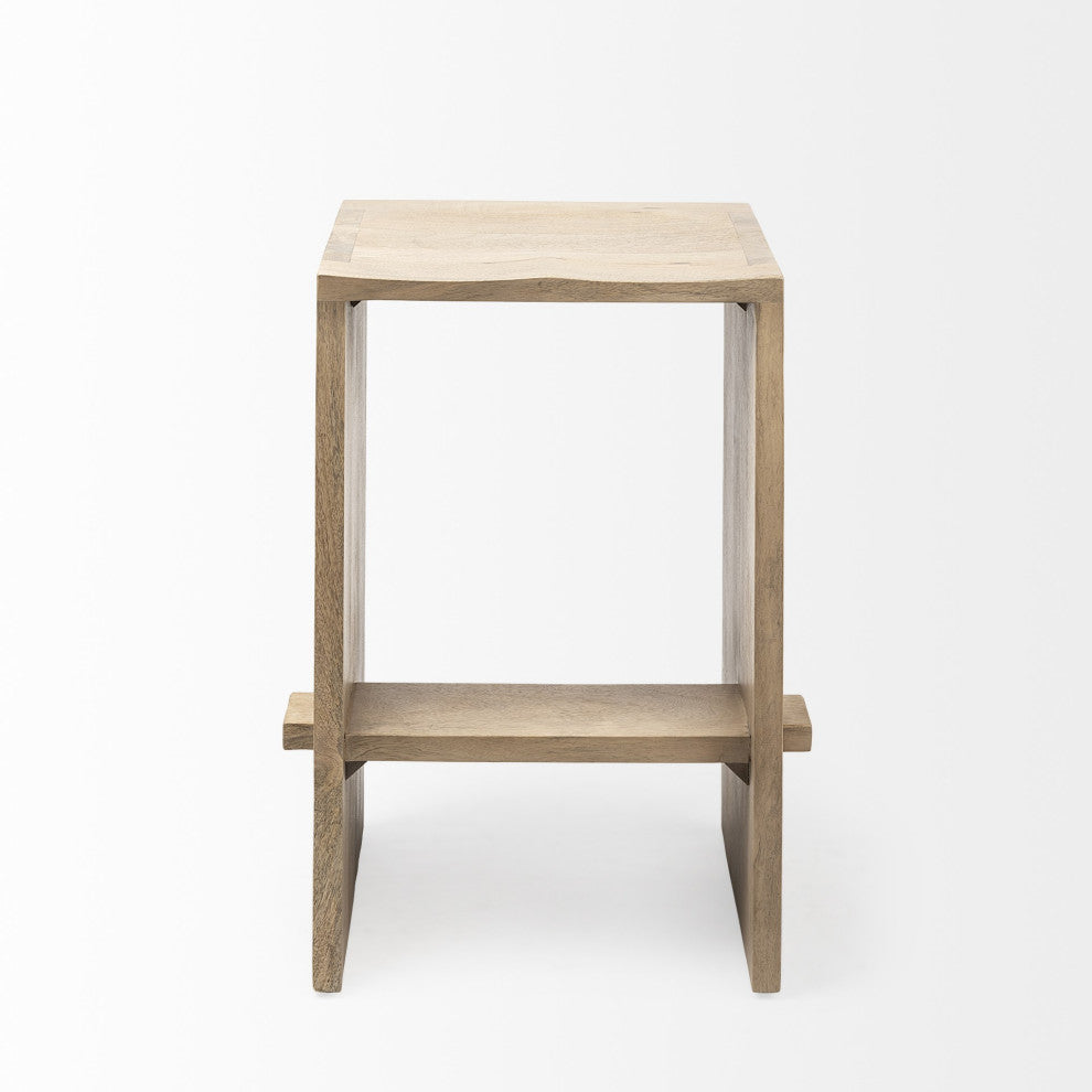 26" Minimal Light Brown Wood Counter Stool