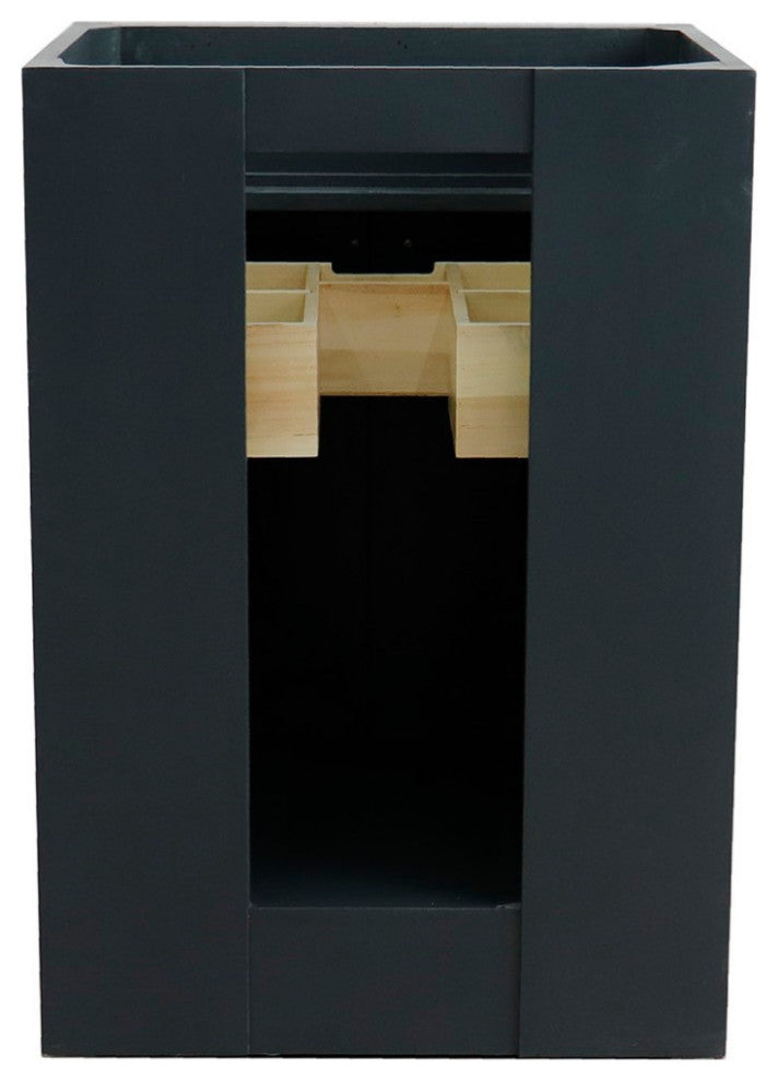 25" Single Sink Vanity, Dark Gray Finish With Gray Granite And Oval Sink
