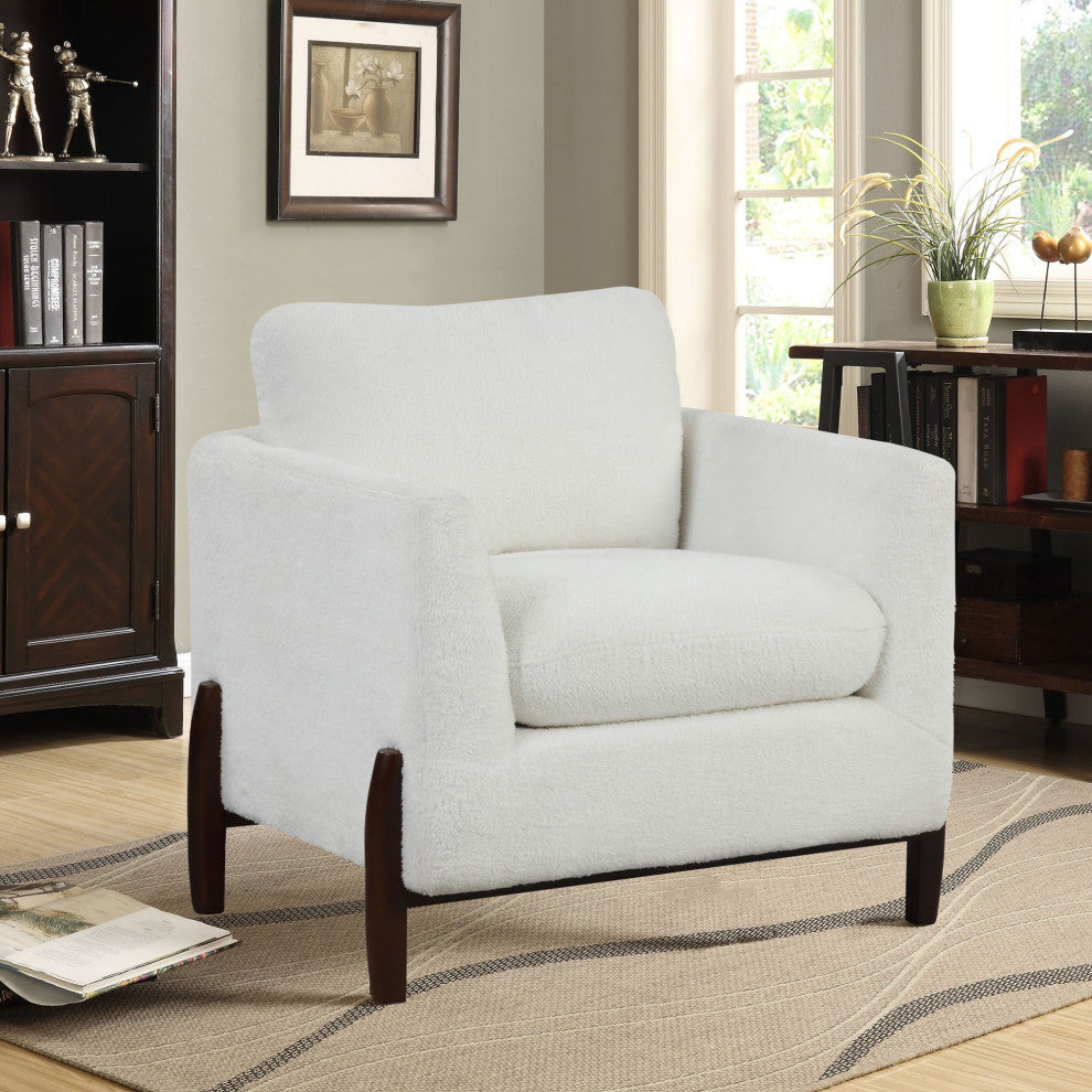 Contemporary Accent Chair, Cream Polyester Seat With Removable Cushions