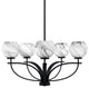 Cavella 5 Light Chandelier In Matte Black Finish, 5.75" Onyx Swirl Glass