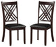 Set of 2 PU Upholstered Side Chair, Black/Espresso Finish