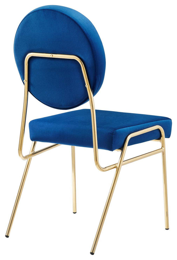 Craft Performance Velvet Dining Side Chairs, Set of 2, Gold Navy