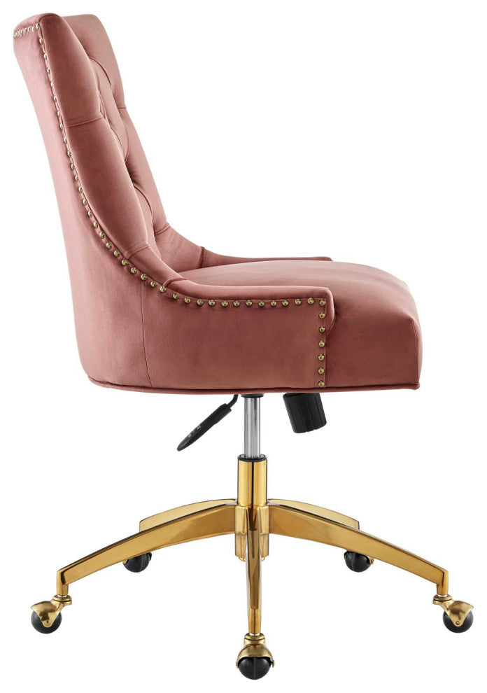 Regent Tufted Performance Velvet Office Chair Gold Dusty Rose