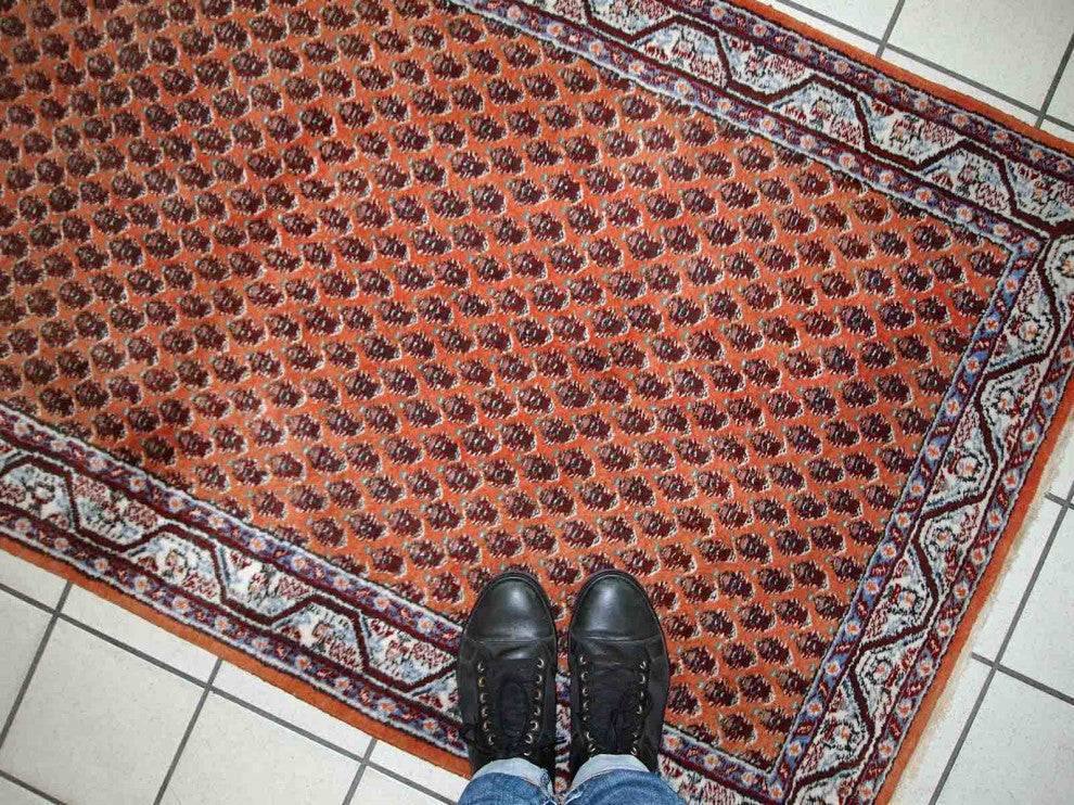 Handmade Vintage Indian Seraband Rug, 3'x6.3', 94cmx194cm 1980s