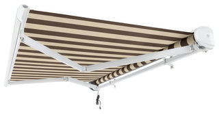 Awntech 10'x8' Full Cassette Left Motor Acrylic Retractable Awning, Brown/Tan