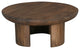 35" Coffee Table Round Mango Wood Top Curved Tripod Legs Walnut Brown Finish