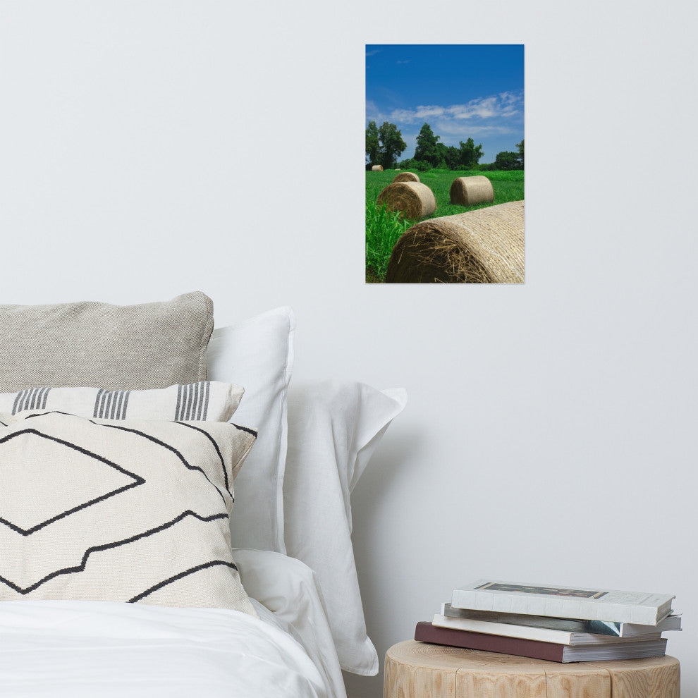 Hay Whatcha Doin in the Field Rural Unframed Wall Art Print, 12" X 18"