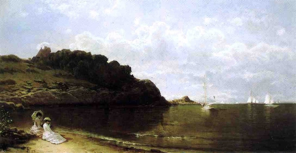 Alfred Thompson Bricher Looking out to Sea, Gallery Wrapped Canvas, 15"x30"