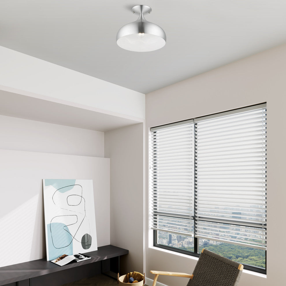 Livex Lighting 1 Light Brushed Aluminum Semi-Flush Mount