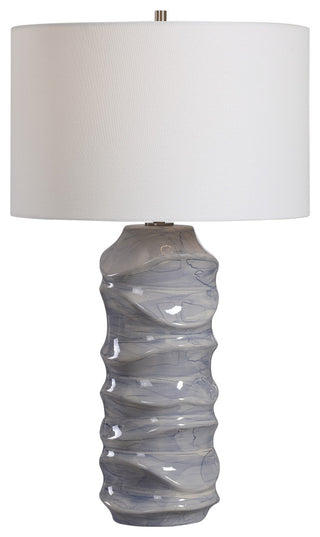 Uttermost Waves Transitional Ceramic Metal and Fabric Table Lamp in Blue/White