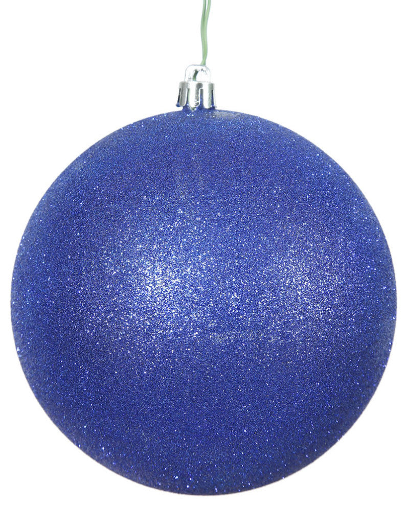 6" Cobalt Glitter Ball Drilled 4/Bag