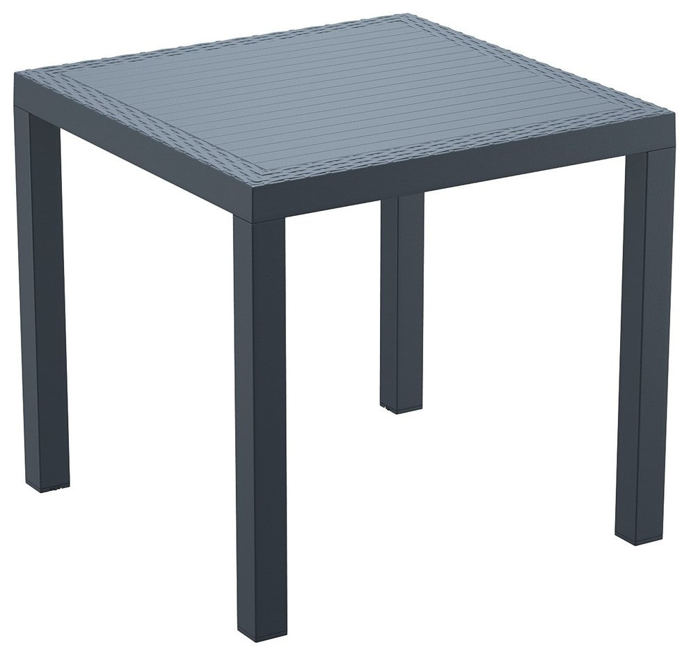 Daytona Wickerlook Square Dining 5 Piece Set With Side Chairs, Dark Gray