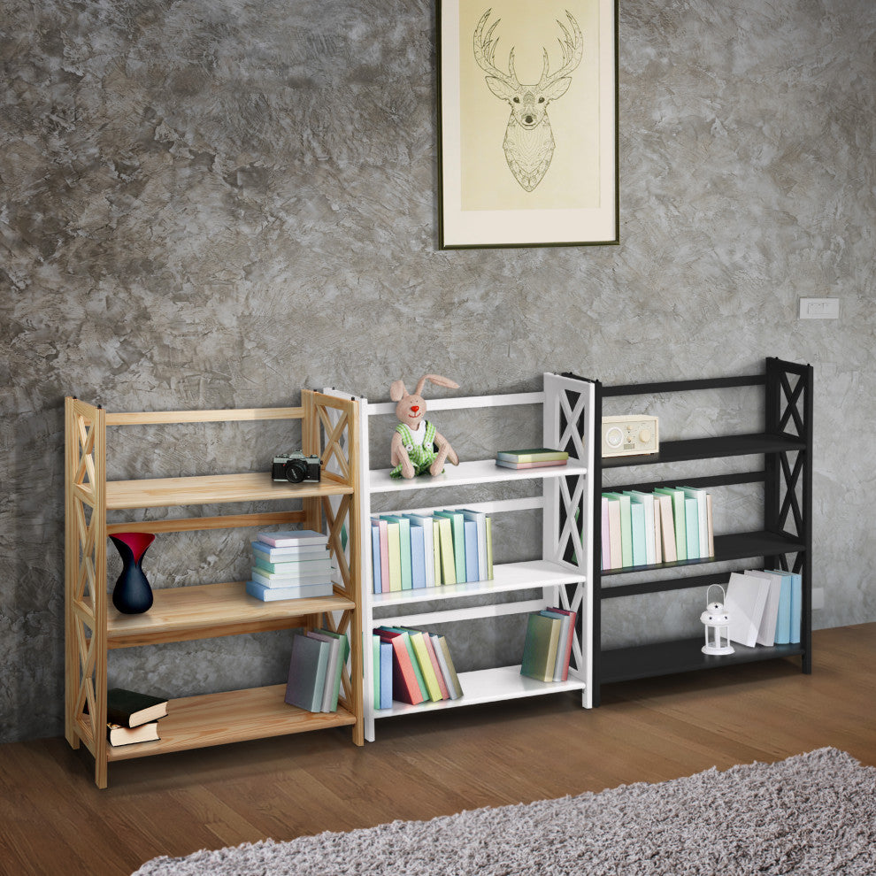 Montego 3-Shelf Folding Bookcase White