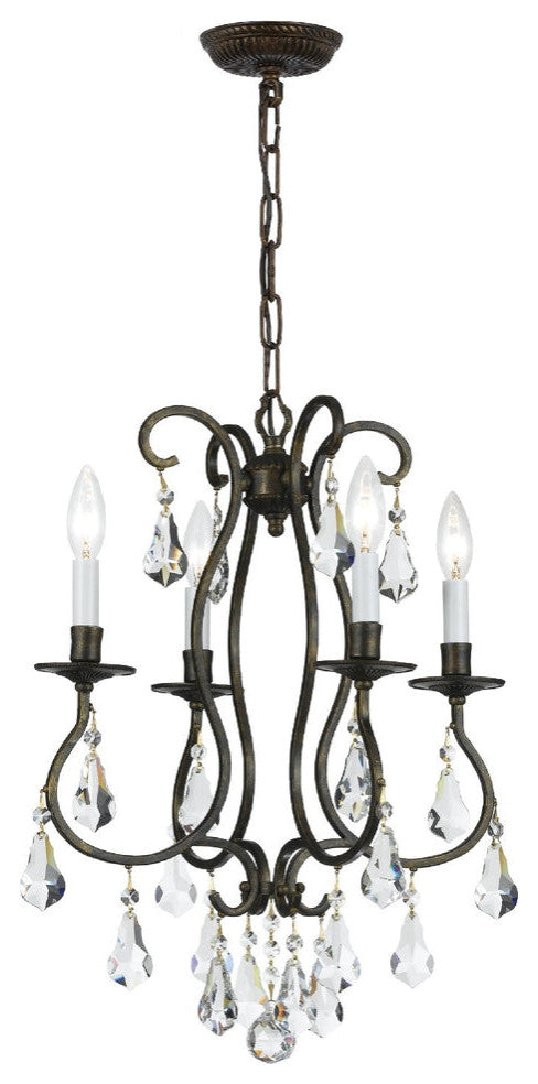 Crystorama 5014-EB-CL-S, 4-Light Mini Chandelier, English Bronze