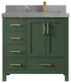 Malibu 36 Right Offset Bath Vanity in Lafayette Green 2" Piatra Gray