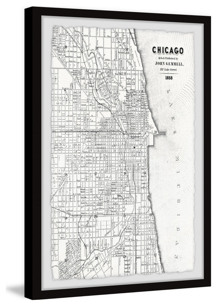 "Map of Chicago IV" Framed Painting Print, 24x36
