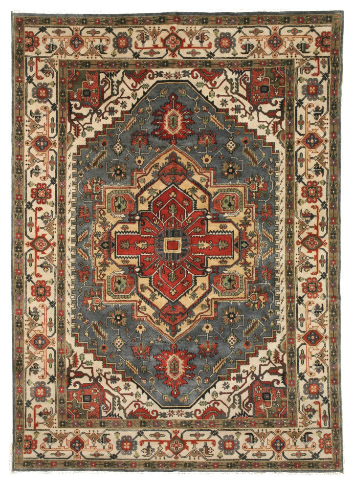 Blue Traditional Oriental Serapi Area Rug