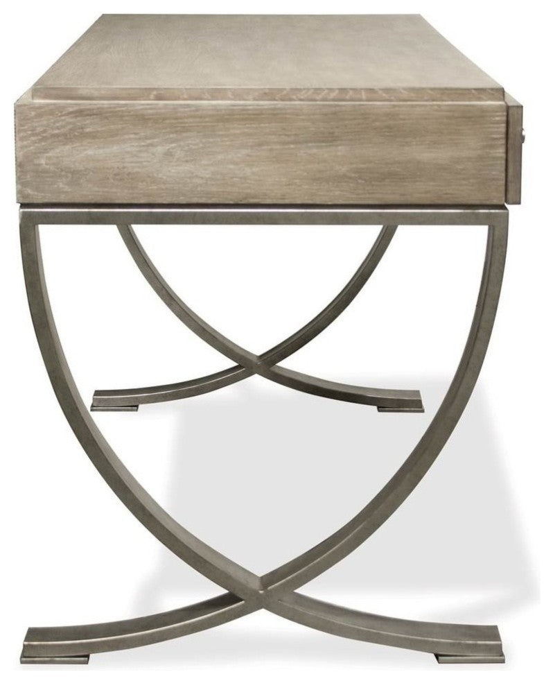 Riverside Furniture Sophie Wood and Metal Writing Desk in Natural