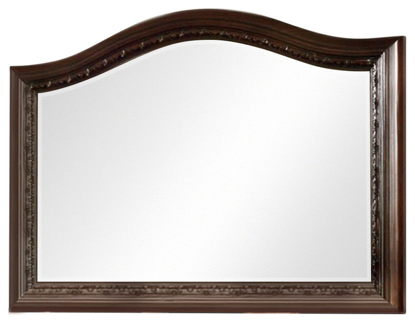Wooden Beveled mirror, Dark Cherry Brown