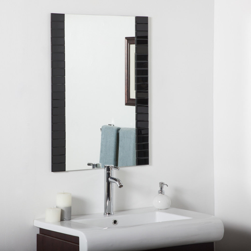 Beveled Bathroom Mirror, Black