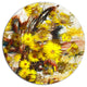 Yellow Flowers Watercolor Illustration, Floral Round Wall Art, 38"