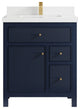 Sonoma 30 Single Sink Reeded Bath Vanity in Hale Navy Blue 2" White Quartz