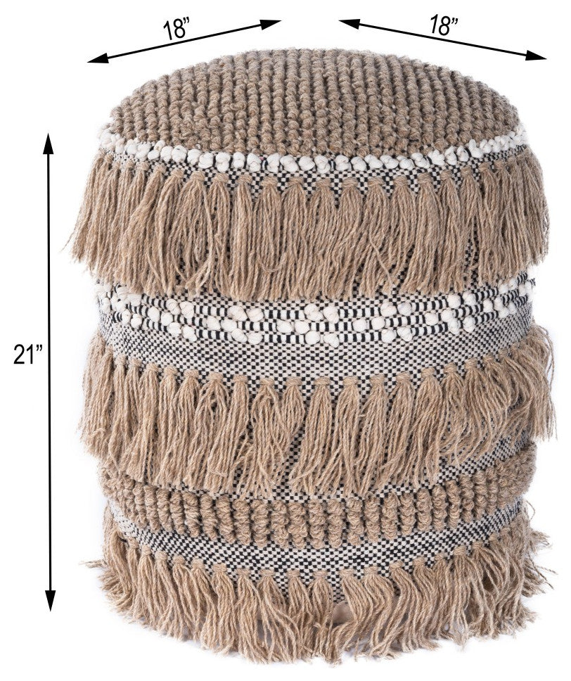 Boho Bullet Tassel Pouf Ottoman