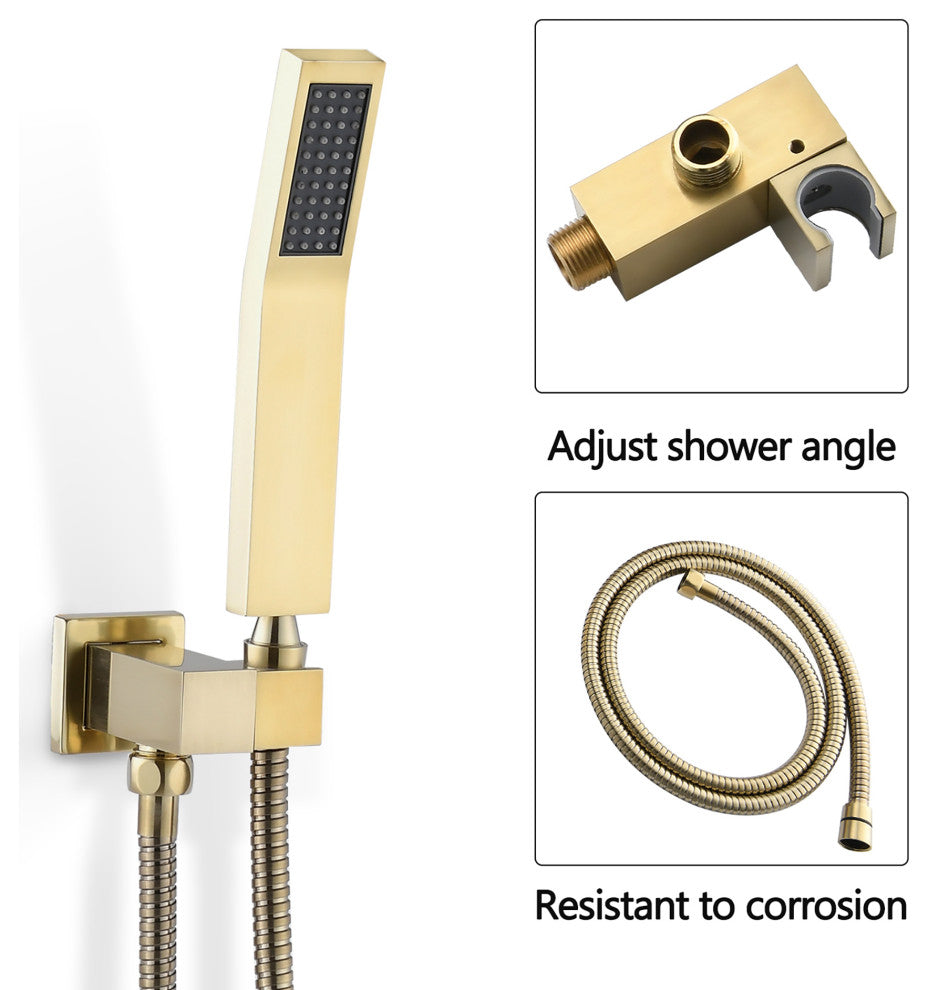 12 inch Wall-Mounted Square Completed Shower System with Handheld Shower and Hea