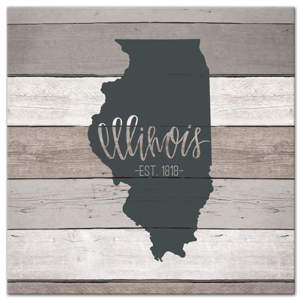 Illinois Established 16x16 Canvas Wall Art