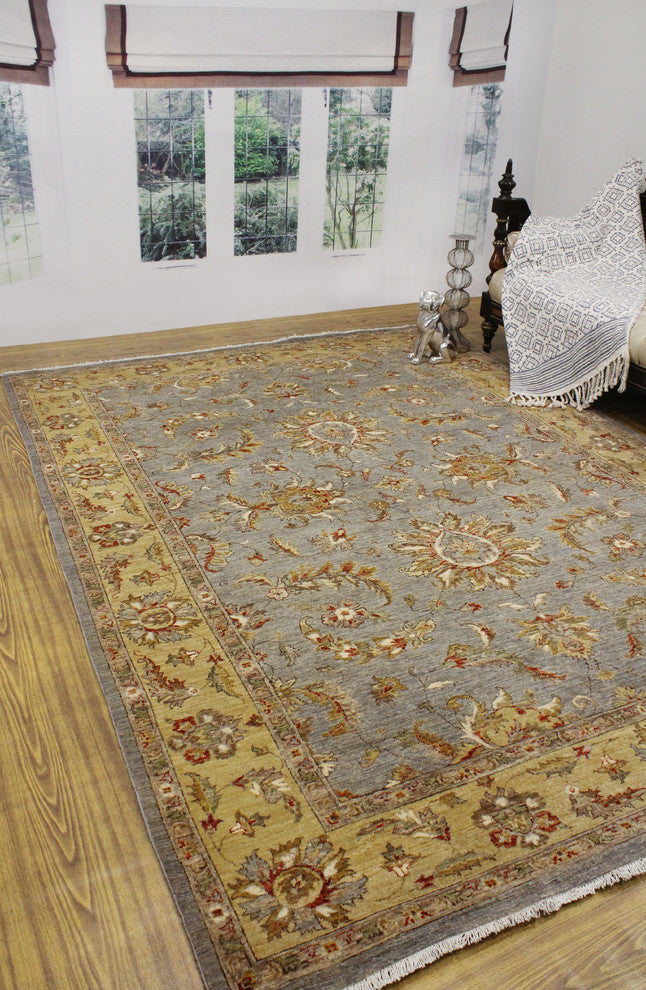 Peshawar Fine Chobi Darold Gray Rug, 7'1x10'1