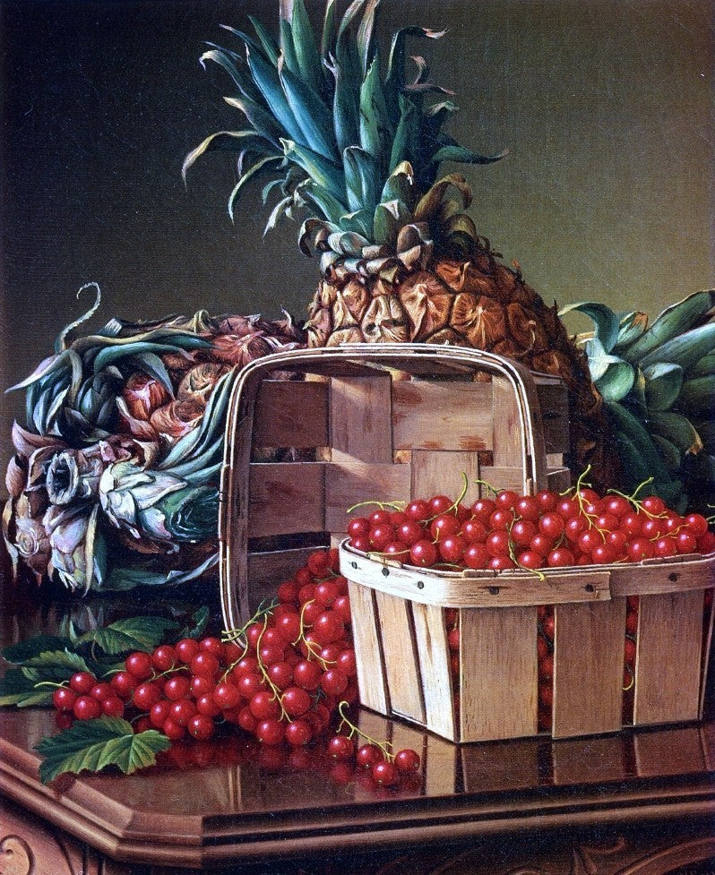 Levi Wells Prentice Still Life with Pineapple and Basket of Currants Canvas Wrap