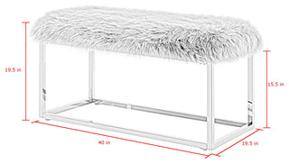 Astraea Faux Fur Metal Frame Ottoman Bench, Grey