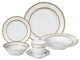 24 Piece Fine Wavy Edge Porcelain Dinnerware Set, Amelia design, Amelia