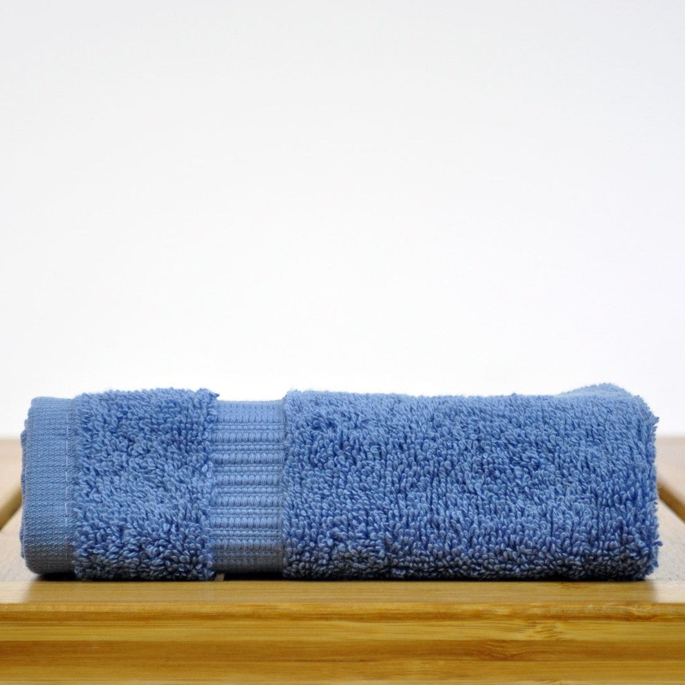 Dobby Border Luxury Hotel and Spa Wash Cloth, Set of 12, Wedgewood