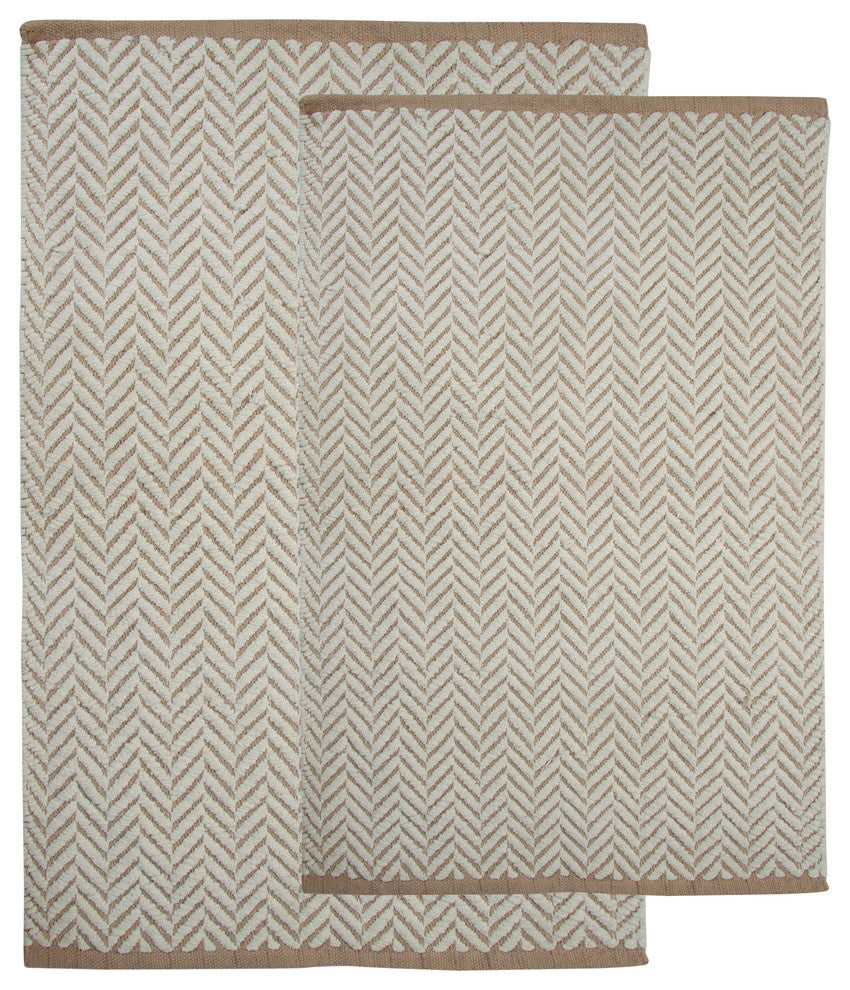 Bath Rug Cotton, Tufted 2 Piece, 34"x21" and 36"x24", Ivory and Beige, GSF 145
