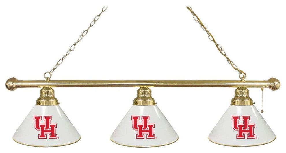 Holland University of Houston 3-Shade Billiard Light - Brass Fixture