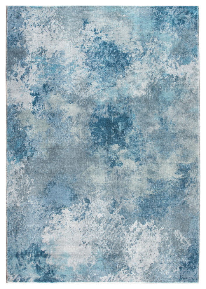 2"x7" Blue White Abstract Sky Runner Rug