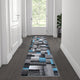 Elio Collection Color Blocked Area Rug, Blue, 2' X 7'