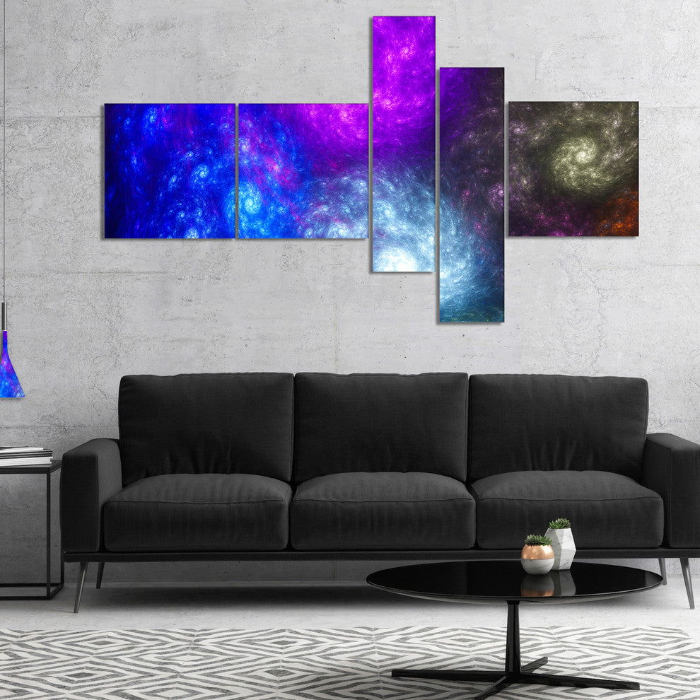 Colorful Fractal Rotating Galaxies, Abstract Wall Art Canvas, 60"x32", 5 panels