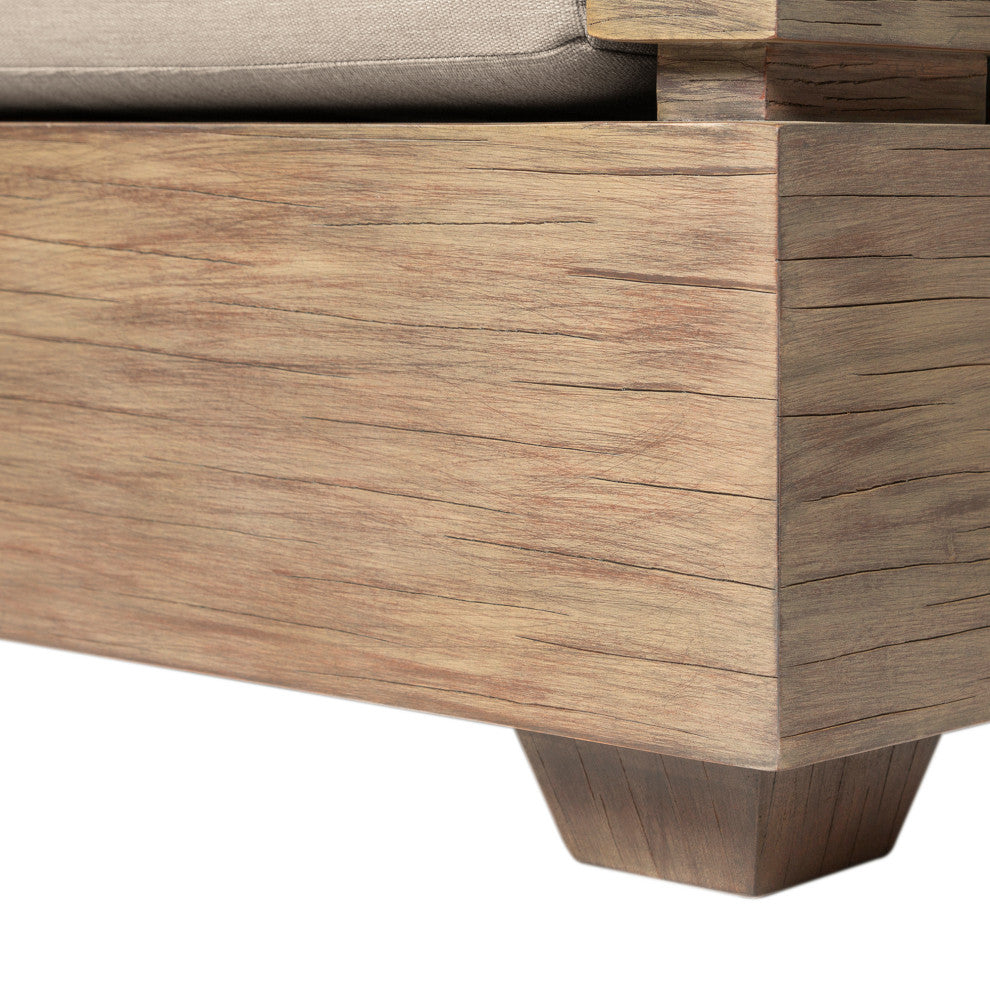 Vivid Outdoor Patio Sofa, Light Eucalyptus Wood With Taupe Olefin Cushions